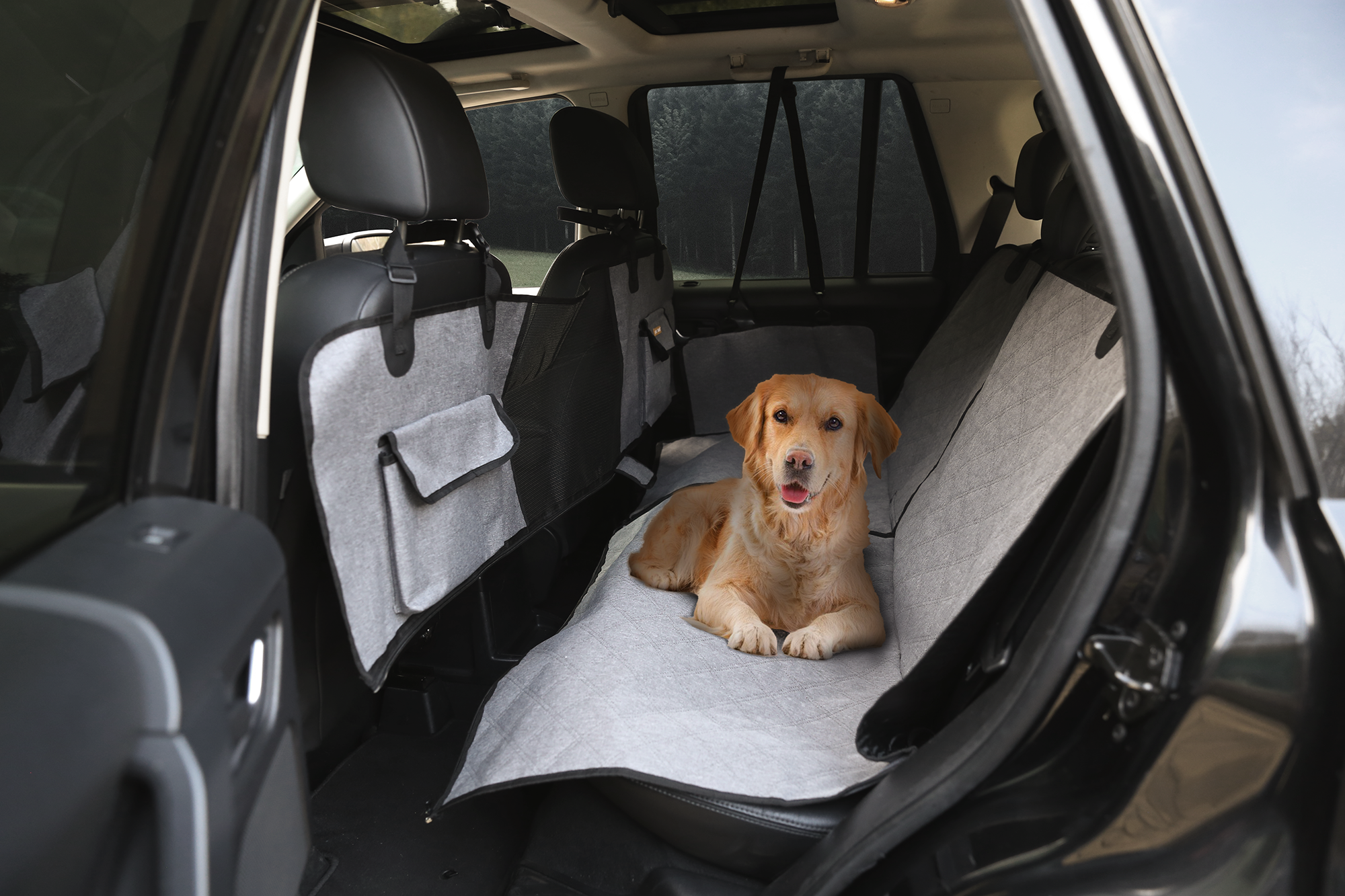 Deluxe 6-Piece Pet Backseat Cover with Storage Bag